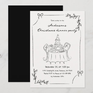 Invitación Fiesta de cena de Navidades de mano minimalista at