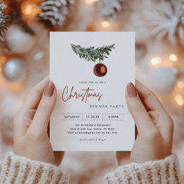 Invitación Fiesta de cena de Navidades de ornamentos de árbol