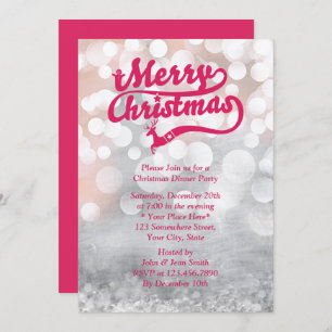 Invitación Fiesta de cena de Navidades plateados modernos
