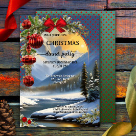 Invitación Fiesta de cena de Navidades retro festivos extraor