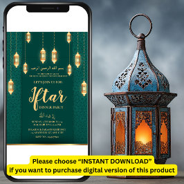 Invitación Fiesta DE CENA DE ORO VERDE LANTERN RAMADAN IFTAR 