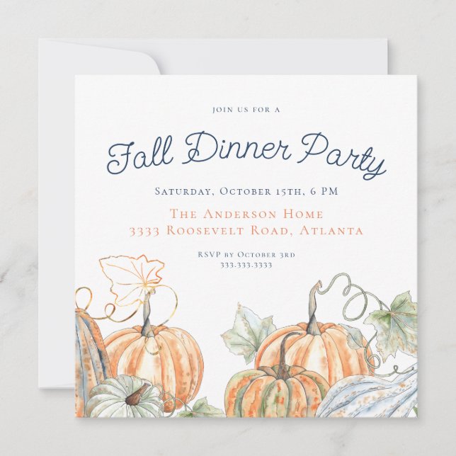 Invitación Fiesta de cena de otoño (Anverso)