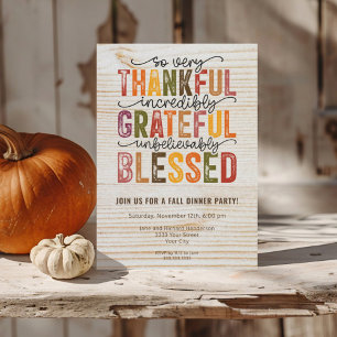Invitación Fiesta de cena de otoño agradecida bendita