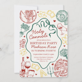 Invitación Fiesta de Cena de Pasta Holy Cannoli Cumpleaños It