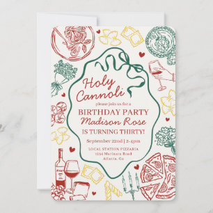 Invitación Fiesta de Cena de Pasta Holy Cannoli Cumpleaños It