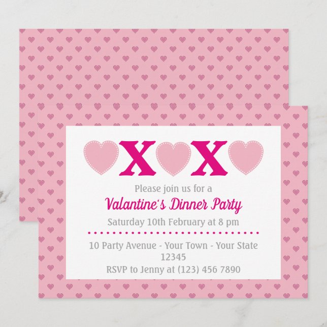 Invitación Fiesta de cena de San Valentín (Anverso / Reverso)