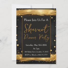 Invitación Fiesta de Cena de Shavuot Oro Negro Lujo Moderno