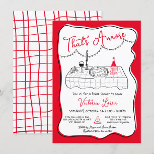 Invitación Fiesta de cena de vino de pizza italiana con mano