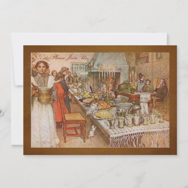 Invitación Fiesta de cena del día de fiesta con Carl Larsson (Anverso)