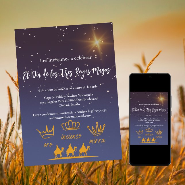 Invitación Fiesta de Cena del Día de Reyes Magos de Navidad (Subido por el creador)