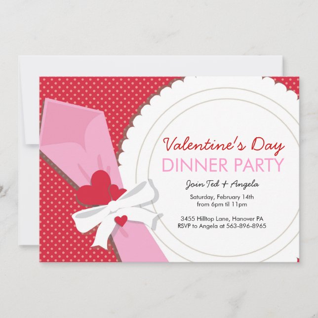 Invitación Fiesta de cena del el día de San Valentín (Anverso)