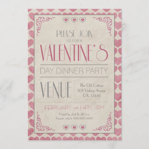 Invitación Fiesta de cena del el día de San Valentín del