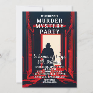 Invitación fiesta de cena detective de asesinato de whodunit 