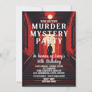 Invitación fiesta de cena detective de asesinato de whodunit