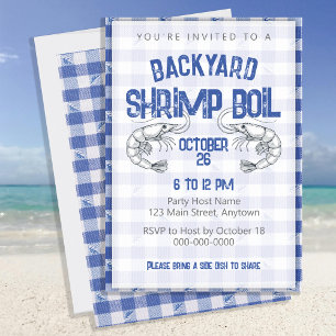 Invitación Fiesta de cena en el patio trasero con tema de mar