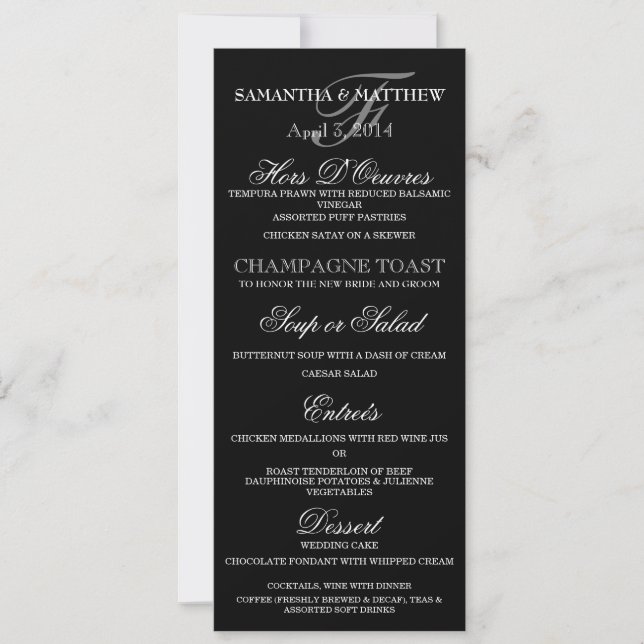 Invitación Fiesta de cena ensayo boda blanco negro (Anverso)