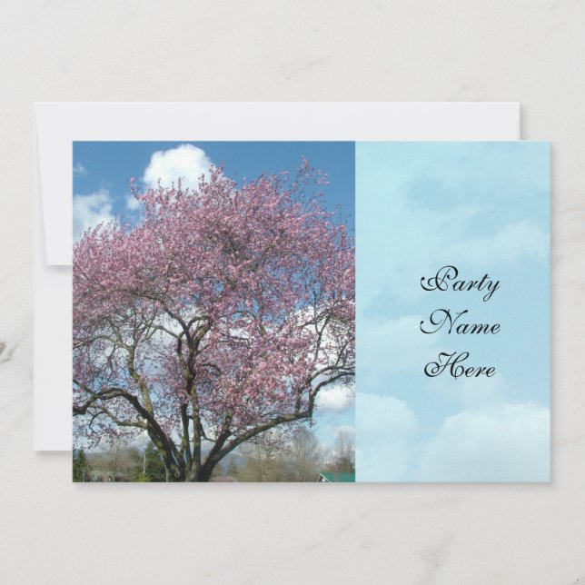 Invitación fiesta de cena flor de cerezo primavera (Anverso)