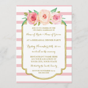 Invitación Fiesta de cena floral del ensayo de las rayas del