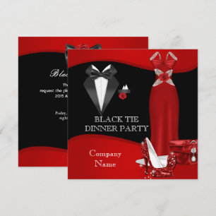 Invitación Fiesta de Cena Formal Corporativa Corbata Negra Ro