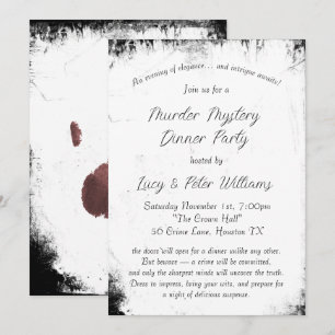 Invitación Fiesta de cena "Misterio de asesinato" con estilo 