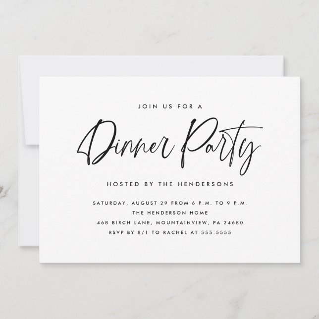 Invitación Fiesta de cena moderna simple (Anverso)