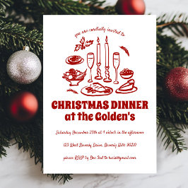 Invitación Fiesta de cena navideña de mano caprichosa