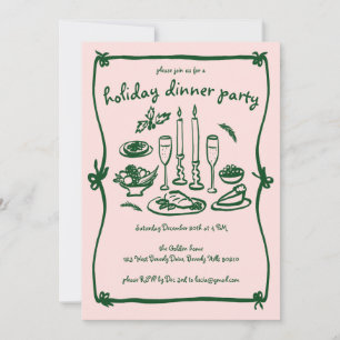 Invitación Fiesta de cena navideña de Navidades caseros