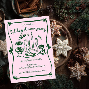 Invitación Fiesta de cena navideña de Navidades caseros