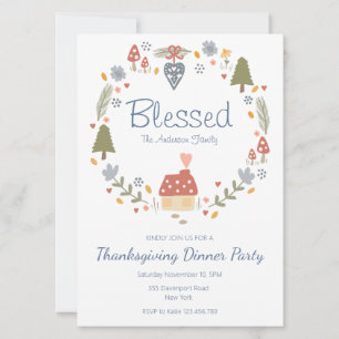 Invitación Fiesta de Cena Personalizada Agradecida y Bendita