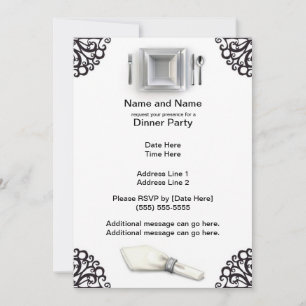 Invitación Fiesta de cena Personalizado Silver Elegance invit