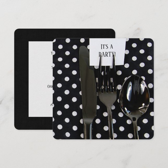 Invitación Fiesta de cena Polka Dot invitar (Anverso / Reverso)