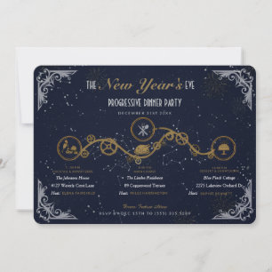 Invitación Fiesta de Cena Progresiva de Nochevieja
