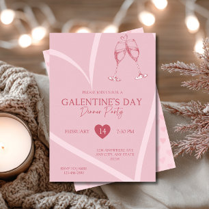 Invitación Fiesta de Cena Simple Corazón Galentine’s Day