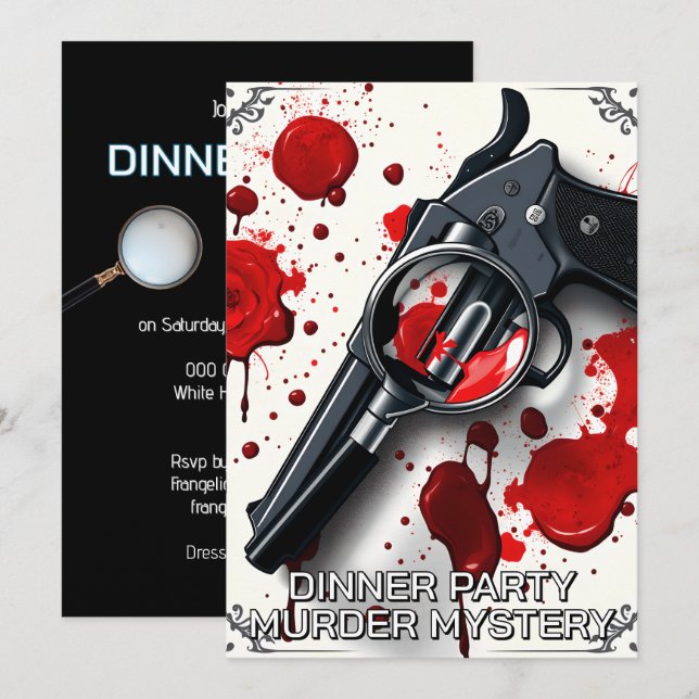 Invitación Fiesta de cena temática sobre el asesinato de Whod (Anverso / Reverso)