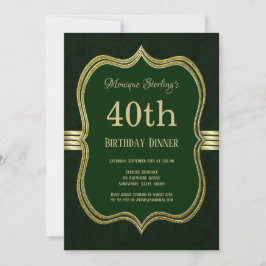 Invitación Fiesta de Cena Verde y Oro 40 Años