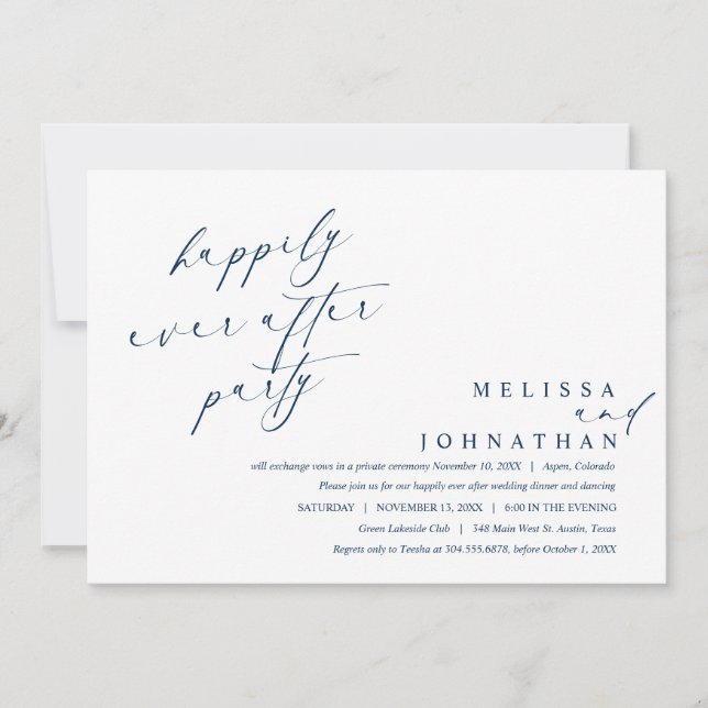 Invitación Fiesta de cena y baile Felices para siempre (Anverso)