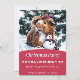 Invitación Fiesta de Cerdo y Navidades de Snowman en Guinea