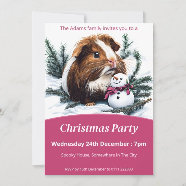 Invitación Fiesta de Cerdo y Navidades de Snowman en Guinea (Anverso)