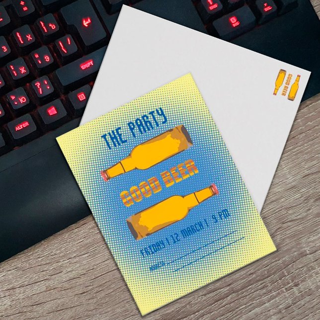 Invitación Fiesta de cerveza. Diseño de estilo cómico persona (Subido por el creador)