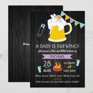 Invitación Fiesta de cerveza y barbacoa para la ducha de bebé