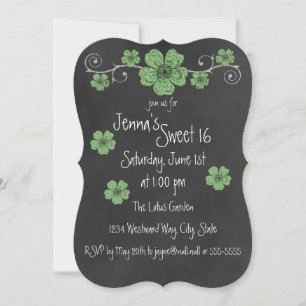Invitación Fiesta de Chalkboard de Rosas de Wild Mint Green