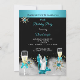 Invitación Fiesta de champagne de oro negro de tacones altos