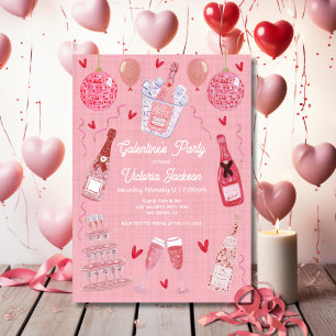 Invitación Fiesta de Champagne del Día de San Valentín y Gale