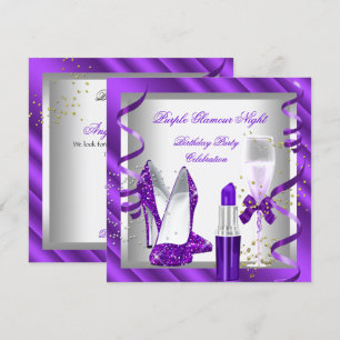 Invitación Fiesta de Champagne Noche de Glamour Púrpura 2