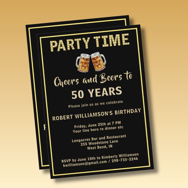 Invitación Fiesta de Cheers & Beers Cumpleaños 50 (Cualquier  (Subido por el creador)