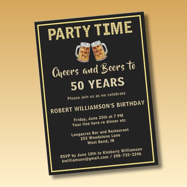 Invitación Fiesta de Cheers & Beers Cumpleaños 50 (Cualquier  (Subido por el creador)