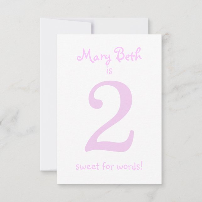 Invitación Fiesta de Chica de segundo cumpleaños, divertida y (Anverso)