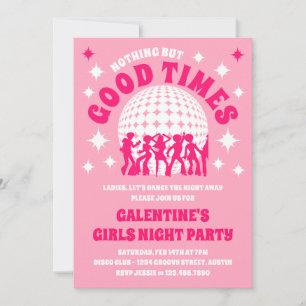 Invitación Fiesta de Chicas de Good Times Groovy Pink Galenti
