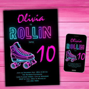 Invitación Fiesta de Chicas de Patinaje sobre Ruedas Cumpleañ