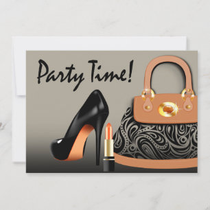 Invitación Fiesta de Chicas Posse, High Heels y Lipstick